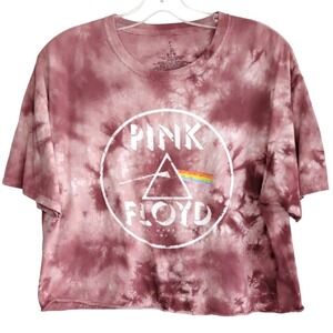 Pink Floyd Women's Large Pink Tie-dye Cropped Oversized Tee Shirt‎
